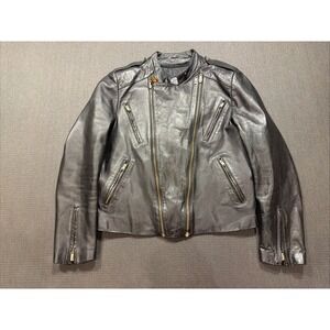 Eros Vintage Black Women's Real Leather Bomber Biker Jacket Size Large